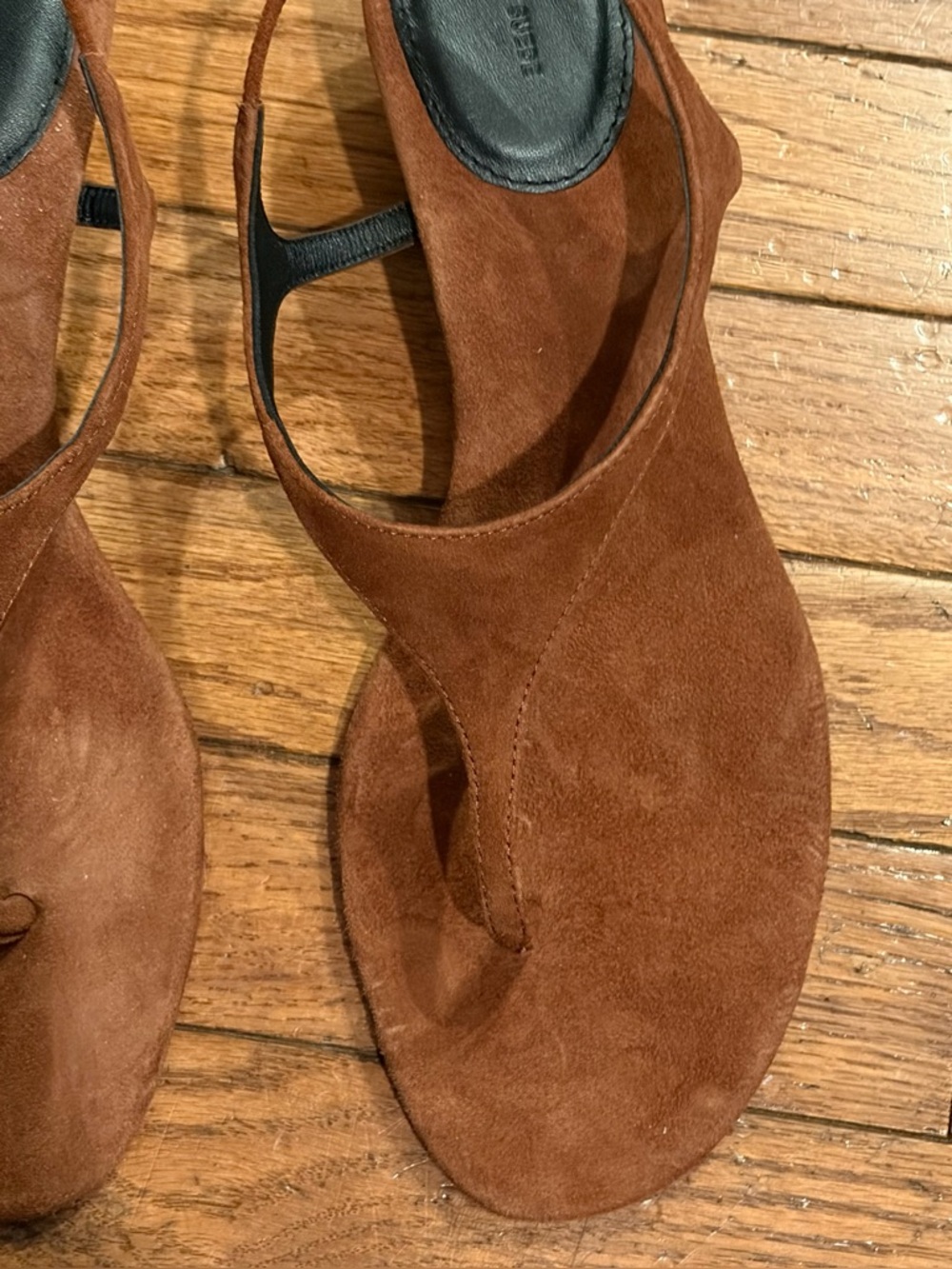 H&M Edition Thong Styled Brown Suede Kitten Heel  Sandal Sizes 7& 8 NWT - Picture 7 of 10